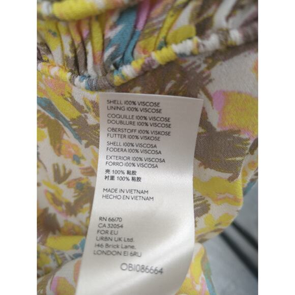 Free People Forget Me Not Mini Dress 8 Floral Ruched Short Sleeve Ivory Combo - Picture 15 of 15